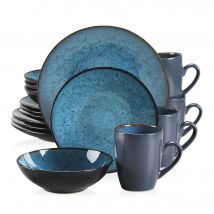 vancasso 16/32/48 pezzi Set di piatti in ceramica Set di stoviglie in gres marrone blu Vintage con piatto da pranzo/Dessert/ciotola/tazze da caffè