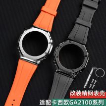 Stainless Steel Case & Rubber Strap Set for Casio G-Shock GA-2100/2110 | AP Royal Oak Style Mod Kit with octagonal Bezel 16mm