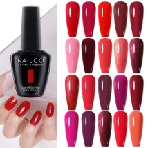 NAILCO 15 ml Farbe UV Gel Nagellack Glasflasche Nail Art Maniküre Nagel Profis Basis Top Lack Semi Permanent Vernis