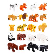 Big Building Blocks Animal Accessory Parts Assemble Bricks Zoo Lion Bear Tiger Elephant Panda Educational Toys for Children Gift