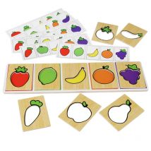 Holz Montessori Frühe Bildung Obst Gemüse Paarung Puzzle Kinder Farbe Anerkennung Spiel Pädagogisches Spielzeug Für Kinder
