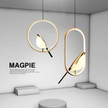Sroka ptak LED przewód lampy wiszące AC85-265V kryty żyrandol LED do sypialni nocnej kryty czarny srebrny lampy wiszące