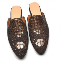 Zapatillas planas de piel de vaca auténtica para hombre, mocasines de lujo con patrón de cocodrilo, Punta cerrada, zapatos medios