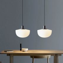 Minimalistyczna lampa wisząca do restauracji, dekoracja do kuchni, jadalni, sypialni, lampka nocna, okrągła, biała, błyszcząca szklana lampa, żarówka E27