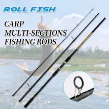 ROLLFISH Reise-Karpfen-Angelrute, drehend, 3 Abschnitte, 3,3/3,6/3,9 m, Kohlefaser, Weitwurf, Shore Pole Throwing, 60–200 m