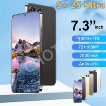S + 25 Ultra Cellulari originali 7.3HD Smartphone economico 4G 5G Dual Sim Cellulare 7800mAh Android 14 Versione globale Telefoni cellulari