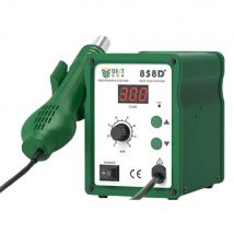 Lead-Free Spiral Heat Gun Station SMD Rework Station Single LED Digital Display Temperature Adjustable With 3Pcs Wind Gun Nozzle