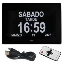 Reloj calendario LED digital de 12 alarmas con múltiples idiomas para mostrar. Recordatorio del tiempo de medicina para personas mayores. Decoración de pared de escritorio para el hogar