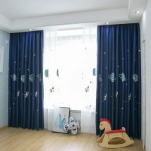 Cartoon Out Space Planet Verdunkelungsvorhänge für Kinder Baby Jungen Schlafzimmer dicker Stoff Fenstervorhänge schiere Tüll Wohnzimmer X-WP020