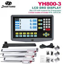 YH800-3 DRO Display a 3 assi Set 1um/5um 19 lingue e 3 pezzi Encoder scala lineare in vetro 50-1000mm Macchine noiose Fresatura