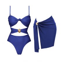 Hollow Swimsuit 2026 New Bikini Sexy Women Swimwear Push Up Swim Suits Female Bandeau Biquini Shiny Button Bathingsuit Beachwear