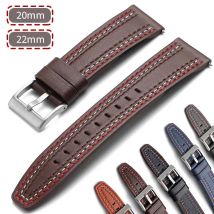 20mm 22mm Genuine Leather Strap Soft Cowhide Watch Band for Seiko Universal Bracelet Quick Release Sport Replacement Wristband