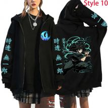 Bluza z kapturem na zamek błyskawiczny z nadrukiem Tokitou Muichirou z popularnego anime, męska i damska, codzienna, z charakterem, modna bluza na jesień/zimę, długi rękaw, rozpinana kurtka.
