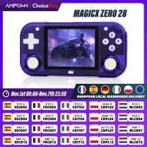 AMPOWN Mini Zero 28 Console per videogiochi portatile 2.8 ''Schermo IPS Processore A133P Sistema operativo Android 2.4GWIFI Lettore MAGICX ZERO28 Regali