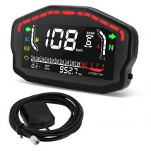 Motorrad Digital GPS Tachometer Kilometerzähler Drehzahlmesser mit GPS Adapter Kraftstoffstand Wassertemperaturanzeige für 2/4 Zylinder
