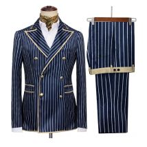 High-End-gestreifte Herrenanzüge, Neuankömmling, spitzes Revers, zweireihig, 2-teilig, schlank, intelligent, kausal, formeller Modeanzug (Blazer + Hose)