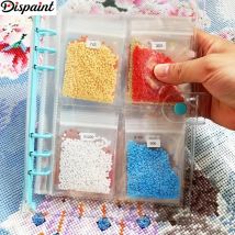 Dispaint 113 Stück Diamantmalerei-Aufbewahrungsbuch Lila/Grün/Weiß/Rosa/Gelb/Blau Metallrahmen Große Öffnung Praktische Tasche Werkzeug Se