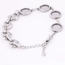 2pcs Stainless Steel Heart Connector Bracelet Base Blanks Fit 10mm Cabochon Bracelets Bezel Settings Diy Jewelry Findings