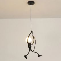 Vintage Iron Little Man Modern Arts Żyrandol LED Lampa Sufitowa Dom Salon Dzieci Sypialnia Wystrój Czarny E27 Lampy Wiszące