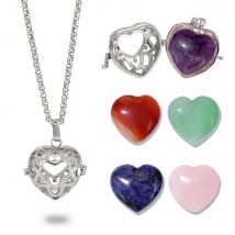Herz Stein Anhänger Halskette Natürliche Amethysten Karneol Quarz Edelstahl Kette Halskette Hochzeit Geburtstag Schmuck Geschenk