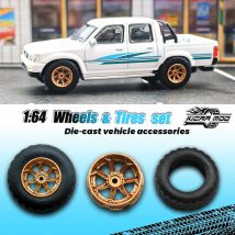 Kicarmod 1/64 Modellauto-All-Terrain-Räder mit Gummireifenniete, Achsdurchmesser 13 mm, Nachrüstteile für Off-Road-Hot Wheels