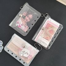 M5 Fünf Löcher Lose Blatt Karte Halter Fall PVC Transparent Glitter Lagerung Tasche Notizbuch Innere Tasche Karte Abdeckung Sleece INS Original