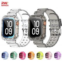 Transparentes Band + Gehäuse für Apple Watch Serie 10, 9, 8, 7, 6, 5, Ultra 2, 49 mm, 46 mm, 42 mm, 45 mm, 41 mm, transparent, für iwatch 40 mm, Kunststoffarmband