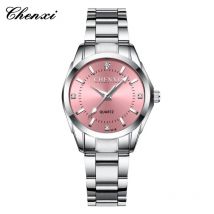 CHENXI 021B Elegante Damen-Quarzuhr, leuchtend, wasserdicht, Edelstahlarmband, einfache lässige Damen-Business-Armbanduhr