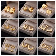 DIEYURO 316L Edelstahl Runde Breite Creolen Für Frauen Mode Gold Farbe Mädchen Körper Schmuck Party Geschenk Bijoux soi