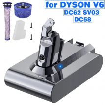 V6 Akku für Dyson, 21,6 V 6000 mAh Akku für Dyson V6 Staubsauger DC58, DC59, DC61, DC62, 650, 770, 880, SV03, SV04, SV05, SV06, SV07, SV09