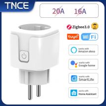 TNCE Tuya Wifi o Zigbee Smart Socket Spina UE 16/20A Monitor di alimentazione Telecomando APP SmartLife Funziona con Alexa Googl Home Alice