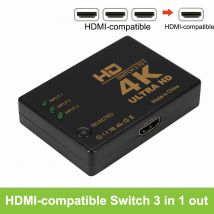 Przełącznik zgodny z HDMI Przełącznik 4K 3 wejścia 1 wyjście Full HD 1080P Rozdzielacz kabla wideo 1x3 Konwerter adaptera koncentratora do telewizora HDTV PC