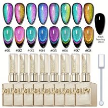 8 pz 15 ml Set di smalti per unghie Cat Eye Contiene magneti Riflettente Cat's Eye Gel per unghie magnetico Soaking UV LED Gel Salon Unghie femminili