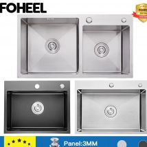 FOHEEL lavello da cucina lavabo singolo doppio triplo lavello da cucina cestello di scarico e scarico pipe rettangolare con cesto elasticizzato regalo