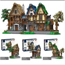 Średniowieczny sklep kowalski Magic House Tavern Building Blocks MOC City Street View Bricks Set Adult Desktop Ornaments Kid Toy Gift