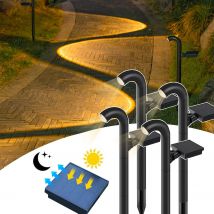 Solar-Wegebeleuchtung für den Außenbereich, Solarenergie, hohe Helligkeit, LED-Rasenlampe, warmweiße Gartenstecker-Lichter für Gehweg, Auffahrt, Hintergrundbeleuchtung