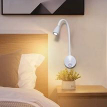 LED Gooseneck Reading Wall Lamp 3W With Switch Flexible Adjustable Working Study Wall Mounted Bedroom Bedside Night Light