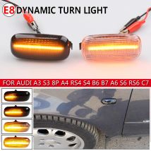 2 sztuki dynamicznych bocznych świateł obrysowych LED do Audi A3 S3 8P A4 B6 B8 B7 S4 RS4 A6 S6 C5
