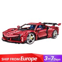 Tecnico GULY Red Hypercar Racing Car SF90 Auto sportiva Supercar Veicolo, Porta a farfalla Modello 3982PCS Building Blocks Regalo