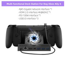 4K@60Hz Docking Station for ROG Xbox Ally X with Cooling Fan USB 3.0*3, PD100W and Ethernet Fit For ROG Xbox Ally X