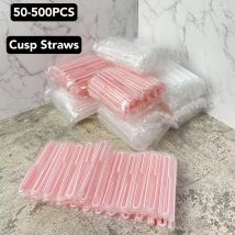 50–500 Stück Höcker-Strohkettenpaket, gebogen umwickelt, zum Trinken, 3,6 x 150 mm, dünne PP-Strohhalme, Milchteegetränke, kleine Strohhalme, Smoothies, Party