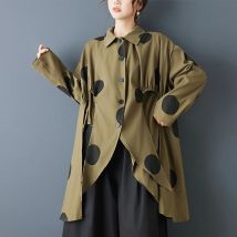SuperAen Asymmetrisches bedrucktes Design, modisches Hemd für Damen, 2026, Frühling und Herbst, lockere, lässige, koreanische Stil-Oversize-Hemden