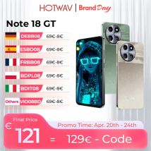HOTWAV Nota 18 GT Smartphone ultrasottile 7.2 '' 120Hz Dynamic Island Telefono cellulare leggero 8GB 256GB 6200mAh 20W Cellulare