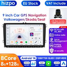 Carplay 4G 9 pulgadas 2Din Android 14 reproductor Multimedia de coche para Volkswagen Skoda Octavia Golf 5 6 Touran Passat Polo Jetta Autoradio
