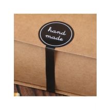 100Pcs Adhesive Long Style "HAND MADE" Black Handmade Cake Packaging Sealing Label Kraft Sticker Baking DIY Gift Stickers