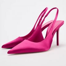 Luxuriöse rosa Damen-High-Heels-Schuhe für Party, Abschlussball, elegante, flache Slingbacks aus Seide, Hochzeit, Braut-Pumps, 2025, Frühlingsschuhe