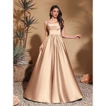 Trägerloses, plissiertes, bodenlanges Satinkleid mit hoher Taille, langes Damenkleid, Partykleid