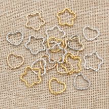 50pcs/lot Gold Silver Plated Heart Star Jump Rings Twisted Split Rings Spacer Connectors For Jewelry Making Making Supplies