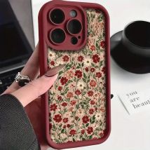 Custodia per telefono in silicone con motivo floreale retrò per iPhone 11 12 13 14 15 16 17 Air Pro Max 16E XR XS X 7 8 Plus SE2 Cover antiurto