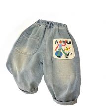 Frühling und Herbst Jungen Jeans Neue Modische Einfache Lose Beiläufige Gerade Rohr Hosen Baby Hosen